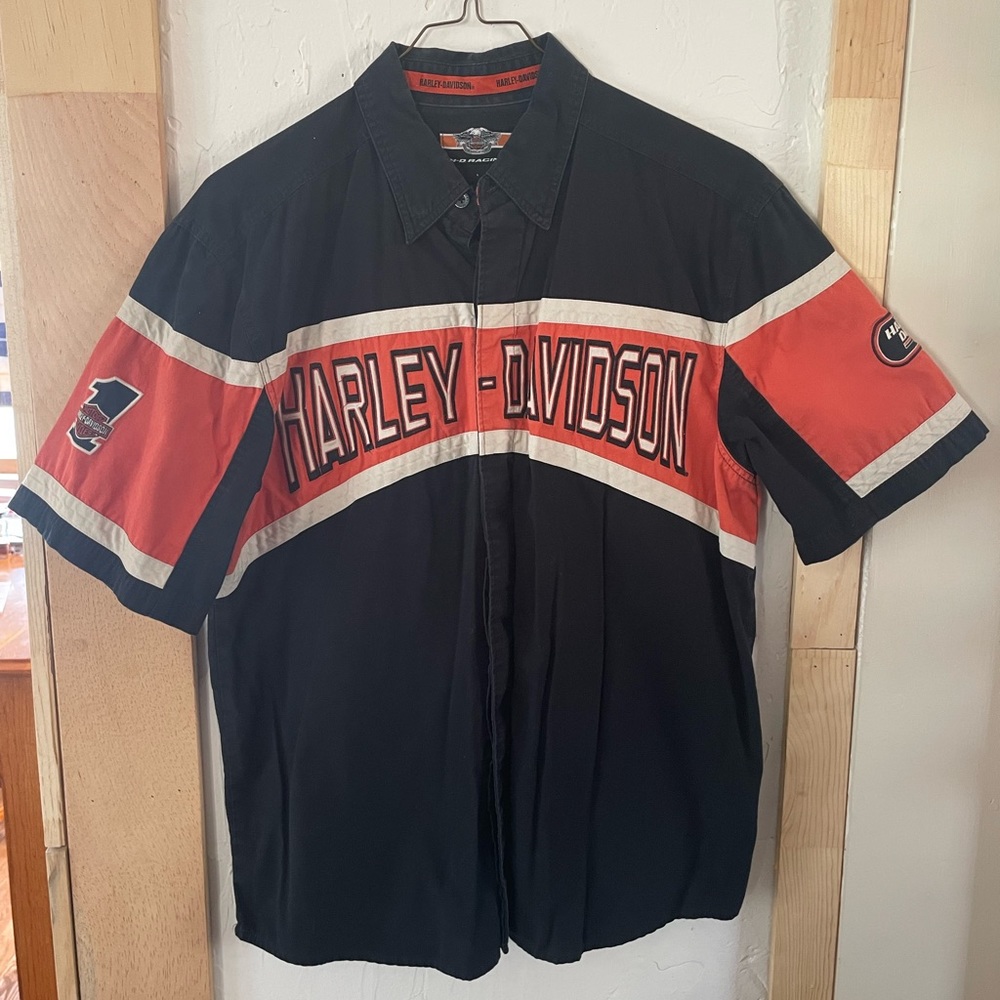 Harley Davidson Short Sleeve Button Up Sz L